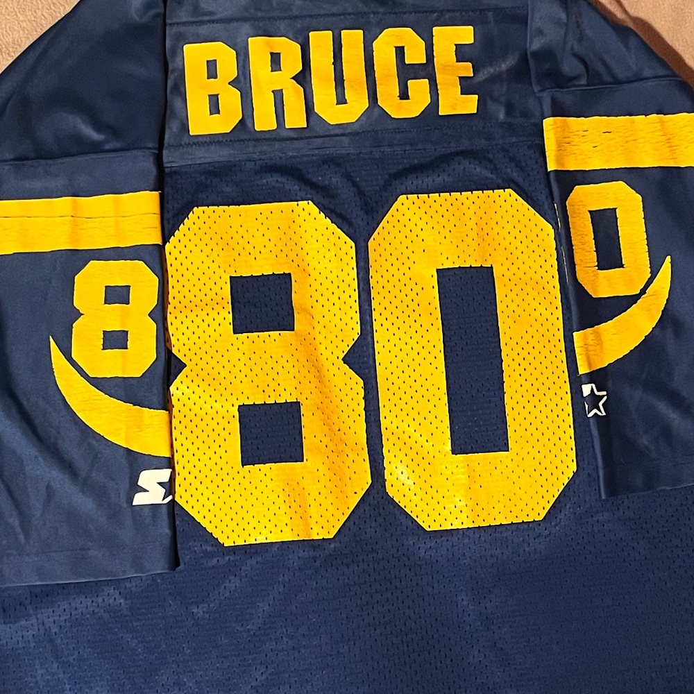 Vintage 1995 Starter LA Rams Issac Bruce #80 Jersey Screen Print Mens Size XL 52